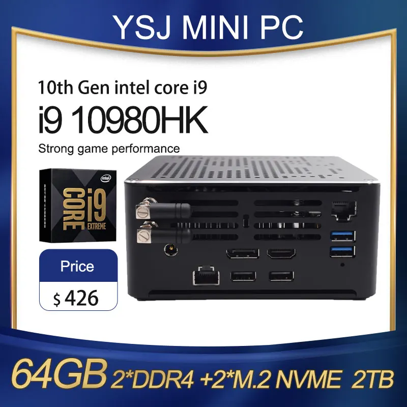 Newest Gaming Compute S210 Mini PC Intel i7 8850H Xeon E-2186M 2 Intel Lans 2*DDR4 2*M.2 NVME+1*2.5''SATA Win10 HDMI DP AC WiFi
Newest Gaming Compute S210 Mini PC Intel i7 8850H Xeon E-2186M 2 Intel Lans 2*DDR4 2*M.2 NVME+1*2.5''SATA Win10 HDMI DP AC WiFi