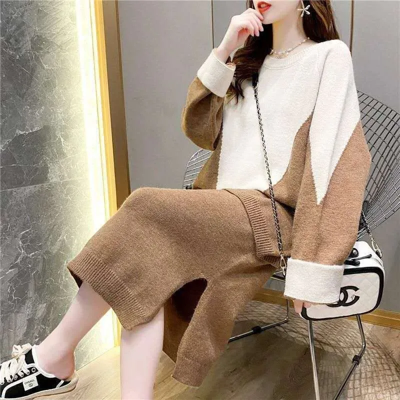 Women's for The Fall Winter New Printing Geometry Fashion Temperament Sweater Loose Leisure Temperament Knitting Two-piece Suit
Women's for The Fall Winter New Printing Geometry Fashion Temperament Sweater Loose Leisure Temperament Knitting Two-piece Suit