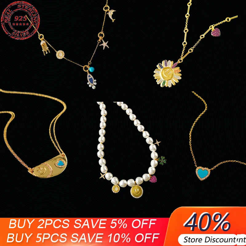 S925 Sterling Silver New Rainbow Daisy Pearl Lucky Charm Blue Love Necklace Summer Essential Luxury Brand Monaco Jewelry 
S925 Sterling Silver New Rainbow Daisy Pearl Lucky Charm Blue Love Necklace Summer Essential Luxury Brand Monaco Jewelry