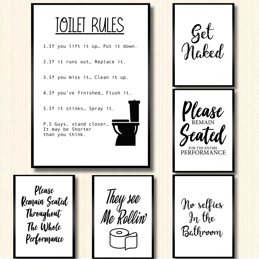 HD Print Canvas Paintings Toilet Rules Bathroom Rules Home Decor Wall Art Modular Pictures Modern Posters for Bedroom No Frame
HD Print Canvas Paintings Toilet Rules Bathroom Rules Home Decor Wall Art Modular Pictures Modern Posters for Bedroom No Frame