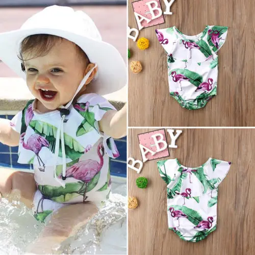 

Cute Kids Baby Girls Flamingo Banana Leaf Print Tankini Swimwear Swimsuit Bikini Bathing Suit Beachwear