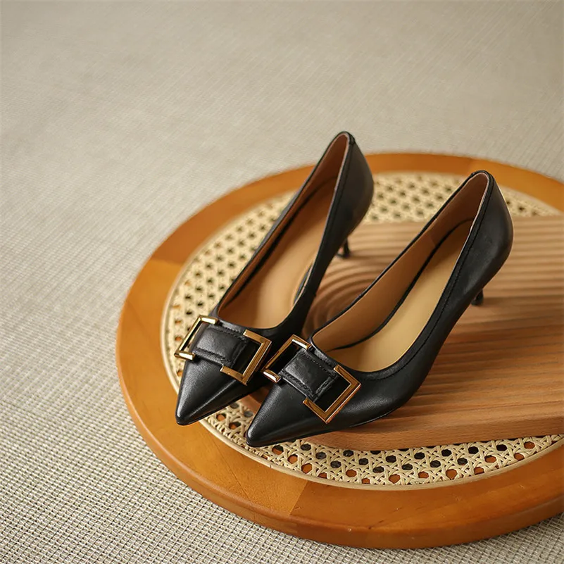 ANNYMOLI Genuine Leather High Heels Pointed Toe Woman Shoes Metal Decoration Thin Heel Pumps Sheepskin Female Footwear White 40
ANNYMOLI Genuine Leather High Heels Pointed Toe Woman Shoes Metal Decoration Thin Heel Pumps Sheepskin Female Footwear White 40