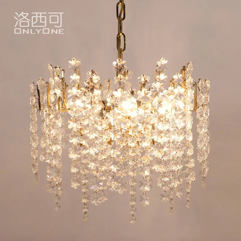 American romantic snowflake crystal chandelier French retro light luxury restaurant bedroom cloakroom lamps
American romantic snowflake crystal chandelier French retro light luxury restaurant bedroom cloakroom lamps