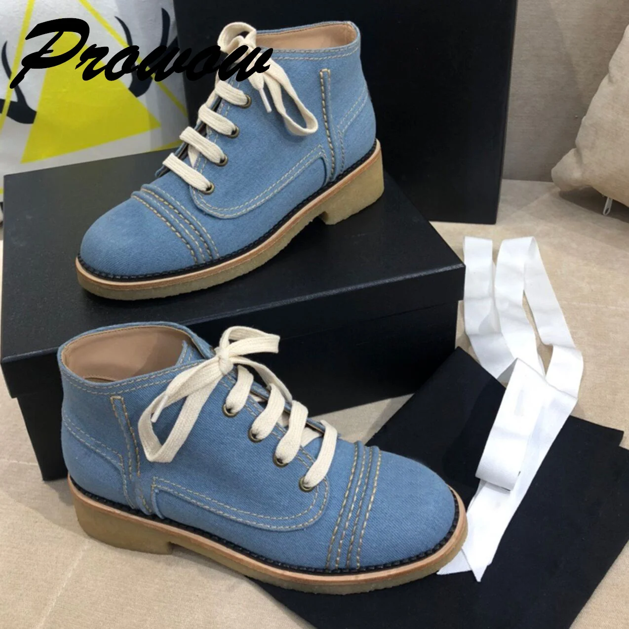 Prowow New Denim Jeans Lace Up Fashion Luxury Designer Boots Ankle Heel Boots Female Women Shoes Zapatos
Prowow New Denim Jeans Lace Up Fashion Luxury Designer Boots Ankle Heel Boots Female Women Shoes Zapatos