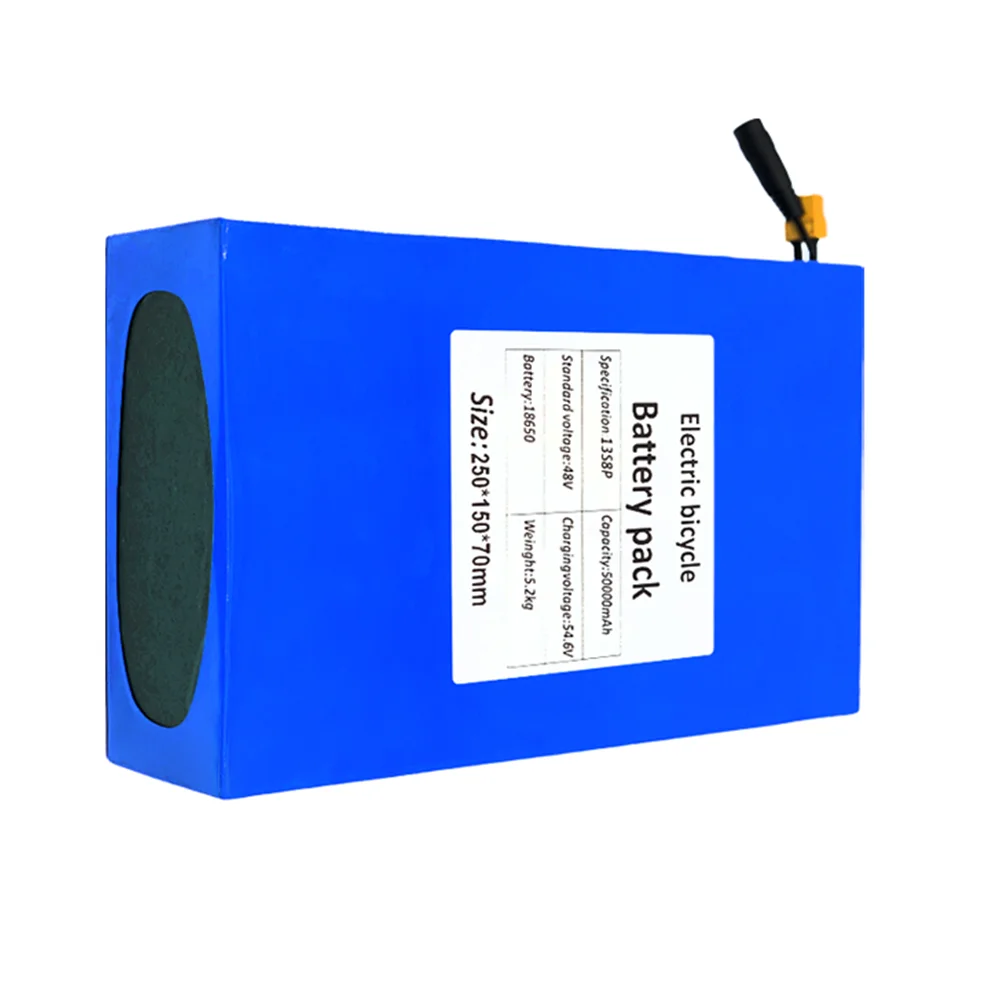 2021 Newest 48V 50000mAH 13S8P 18650 Lithium Battery Pack 48V 50AH 1000W Electric Bicycle Battery with 50A BMS XT60 Plug
2021 Newest 48V 50000mAH 13S8P 18650 Lithium Battery Pack 48V 50AH 1000W Electric Bicycle Battery with 50A BMS XT60 Plug