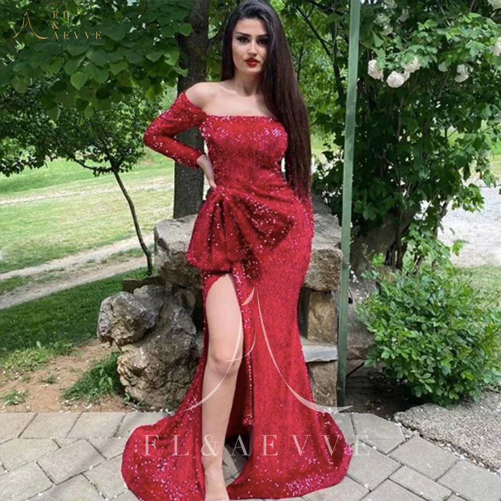 Gorgeous Red Sequin Side Split Evening Dresses 2022 Off the Shoulder Women Party Dress Strapless Formal Gowns with Sweep Train
Gorgeous Red Sequin Side Split Evening Dresses 2022 Off the Shoulder Women Party Dress Strapless Formal Gowns with Sweep Train