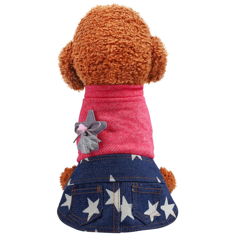 Pet Dress Teddy Pomeranian Bichon Dog Comfortable Small Dog Fall Winter Stars Denim Skirt 
Pet Dress Teddy Pomeranian Bichon Dog Comfortable Small Dog Fall Winter Stars Denim Skirt