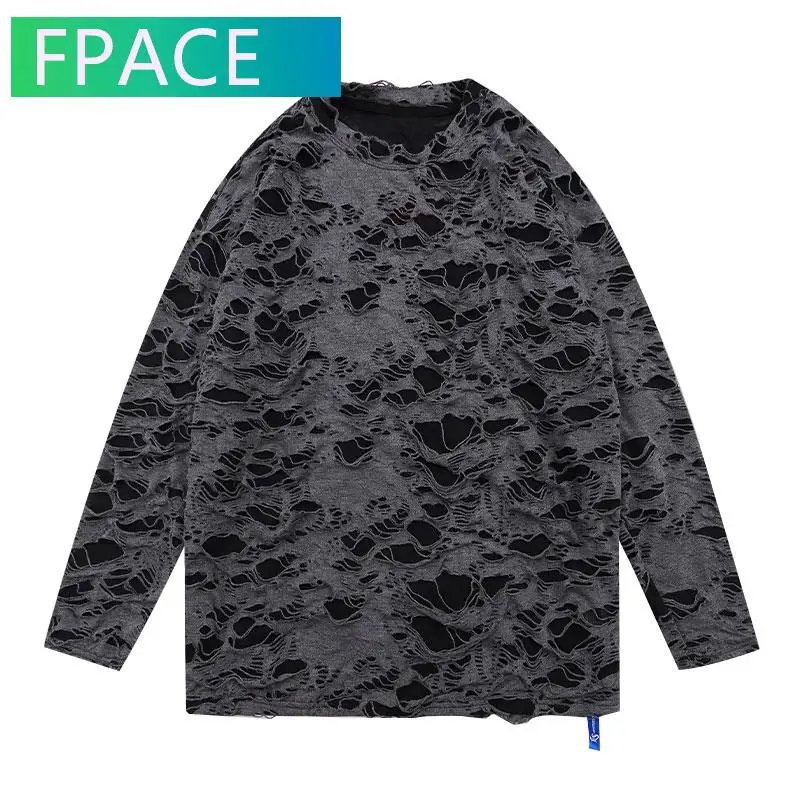 FPACE Tshirts Distressed Ripped Destroyed Holes Long Sleeve Tees Shirts Streetwear Hip Hop Harajuku Casual Loose T-Shirt Tops
FPACE Tshirts Distressed Ripped Destroyed Holes Long Sleeve Tees Shirts Streetwear Hip Hop Harajuku Casual Loose T-Shirt Tops