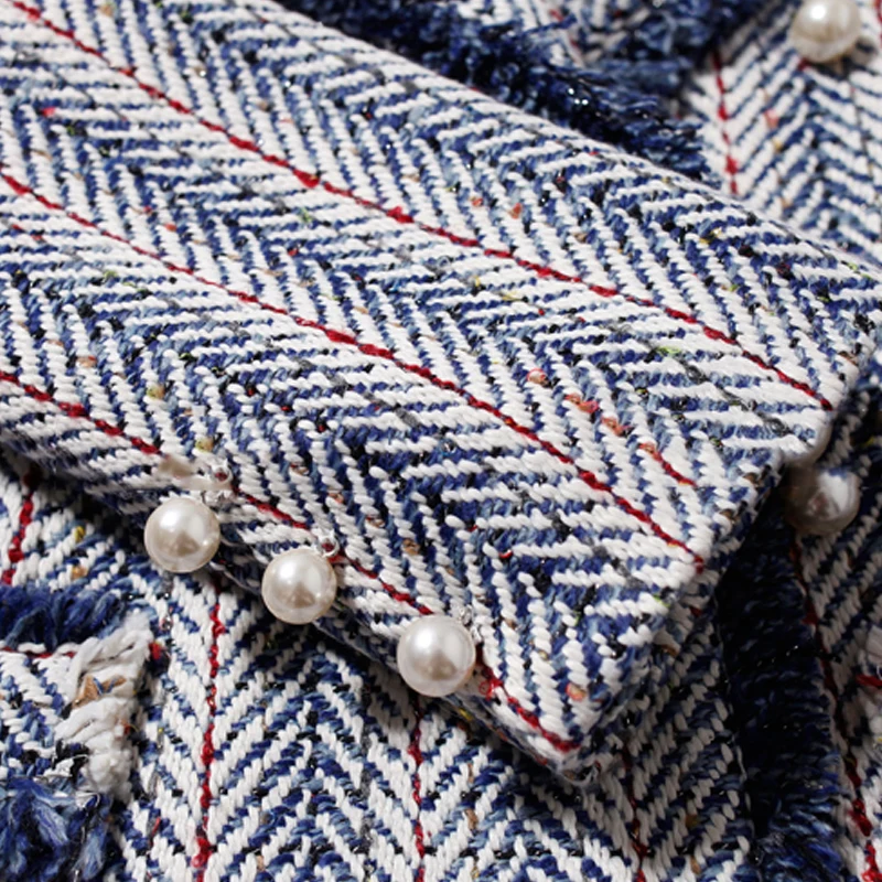 Jacket blue striped tweed jacket suit collar long section 2020 autumn/winter women's coat wild lady jacket
Jacket blue striped tweed jacket suit collar long section 2020 autumn/winter women's coat wild lady jacket