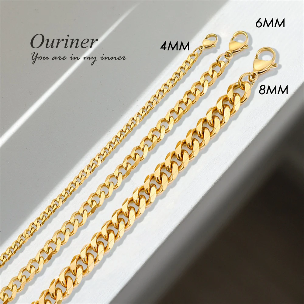 Ouriner Initial curb chain necklace 4MM/6MM/8MM Stainless Steel gold cuban chain Necklace for Women man jewelry
Ouriner Initial curb chain necklace 4MM/6MM/8MM Stainless Steel gold cuban chain Necklace for Women man jewelry