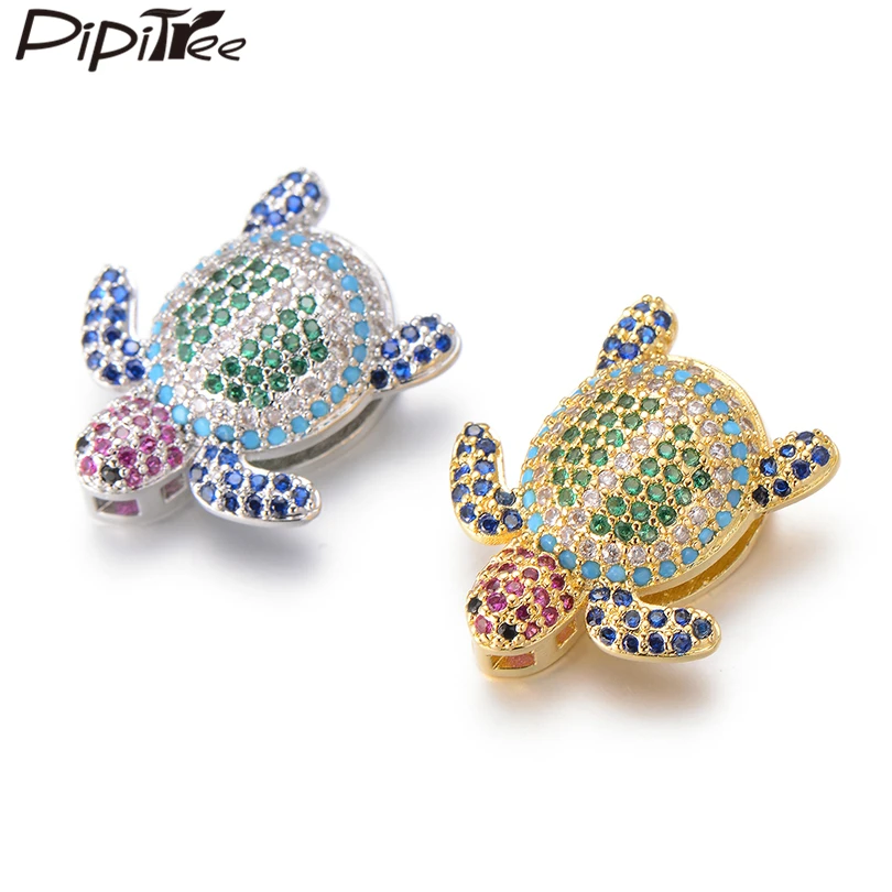 Pipitree медный кубический цирконий большой морской черепаха Шарм бусины для 10 мм