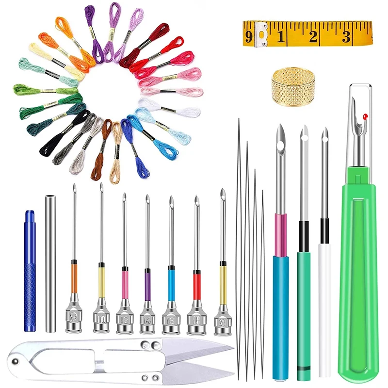 LMDZ Punch Needle Tool Kit 24 Rainbow Color Embroidery Thread 10 Pcs Embroidery Punch Needles Soft Tape Measure Yarn Scissors
LMDZ Punch Needle Tool Kit 24 Rainbow Color Embroidery Thread 10 Pcs Embroidery Punch Needles Soft Tape Measure Yarn Scissors