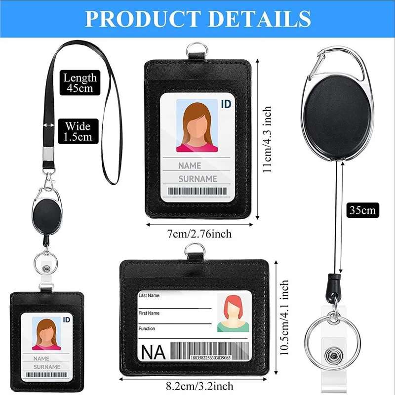 Retractable Card Holder Name Badge Holdestudents Work Bank Credit Card Students Bus Case With Lanyard PU Leather Card Holder
Retractable Card Holder Name Badge Holdestudents Work Bank Credit Card Students Bus Case With Lanyard PU Leather Card Holder