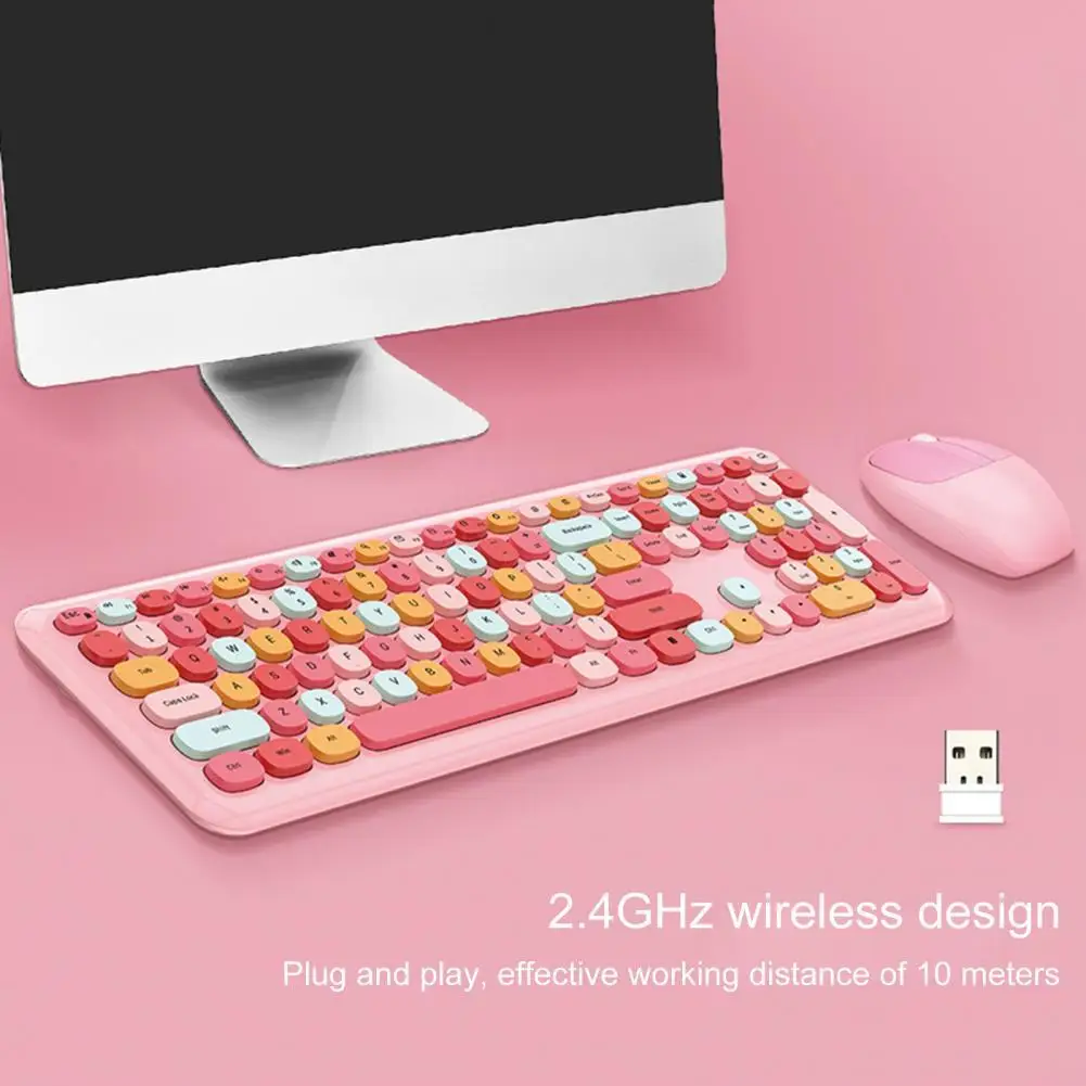 1 Set Wireless Keyboard Plug Play Mute Multi Color Eye-catching 2.4G Desk Mouse Keyboard Mouse Combos for Office Decoration
1 Set Wireless Keyboard Plug Play Mute Multi Color Eye-catching 2.4G Desk Mouse Keyboard Mouse Combos for Office Decoration