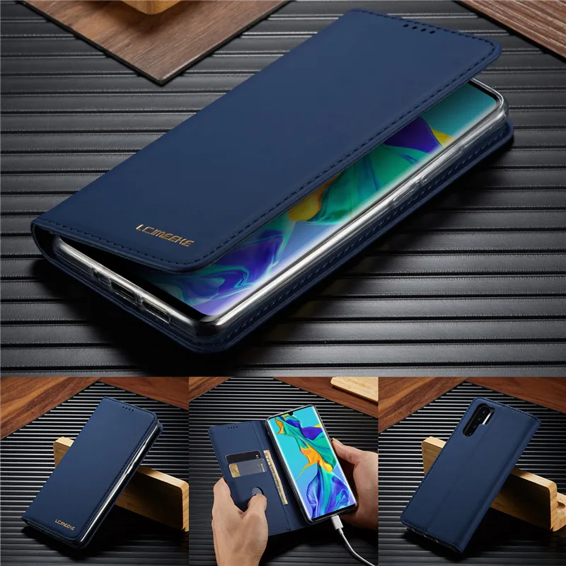 Роскошный Магнитный кожаный флип-чехол для Huawei P30 Lite кошелек силиконовый чехол Pro