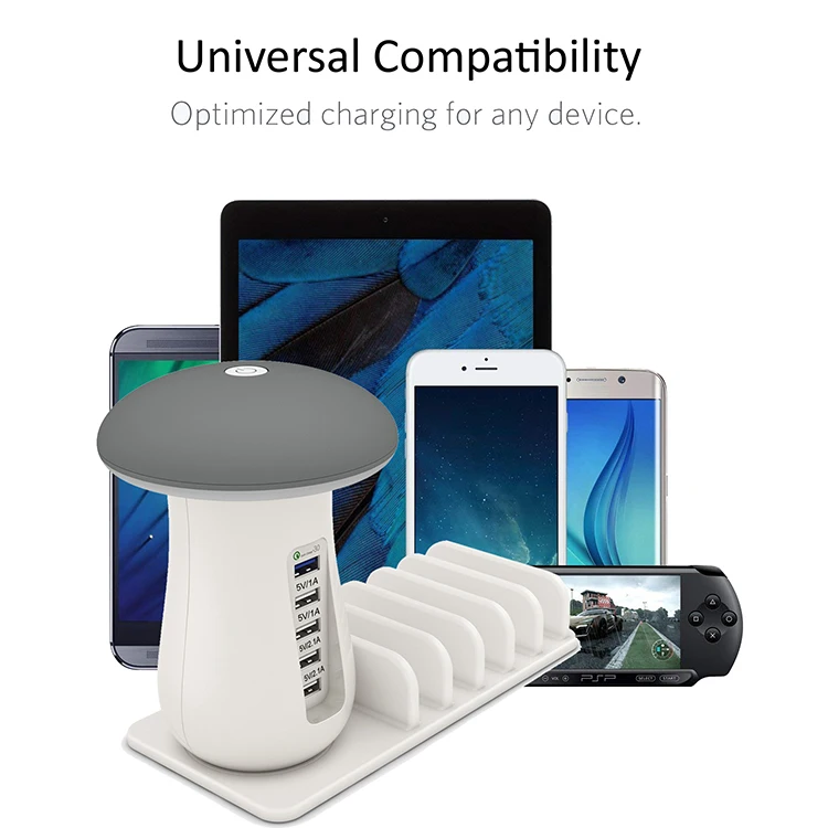 Mushroom lamp charging stand Mobile phone fast charging station QC3.0 charger 5V2A 5USB for samsung LG sony xiaomi huawei
Mushroom lamp charging stand Mobile phone fast charging station QC3.0 charger 5V2A 5USB for samsung LG sony xiaomi huawei