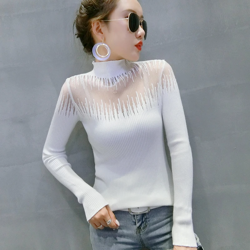 Autumn Winter European Clothes Knit T-shirt Sexy Patchwork Transparent Women Tops Ropa Mujer Bottoming Shirt Elastic Tee T08519L
Autumn Winter European Clothes Knit T-shirt Sexy Patchwork Transparent Women Tops Ropa Mujer Bottoming Shirt Elastic Tee T08519L