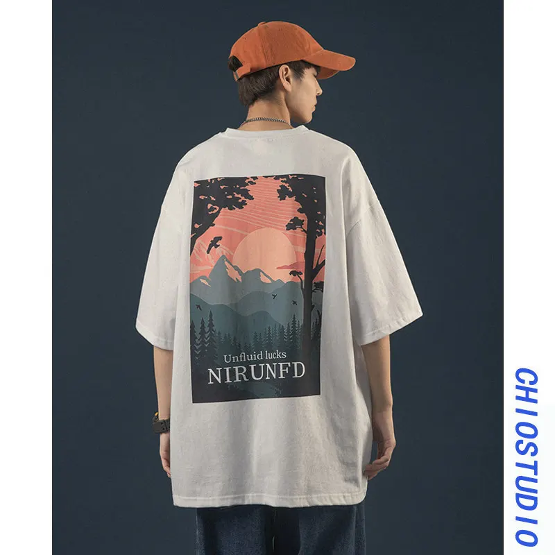 2021 Landscape Pattern Printing Short-sleeved T-shirt Male Tide Brand Trend Couple Half-sleeved Large Size Loose Summer Youth 
2021 Landscape Pattern Printing Short-sleeved T-shirt Male Tide Brand Trend Couple Half-sleeved Large Size Loose Summer Youth