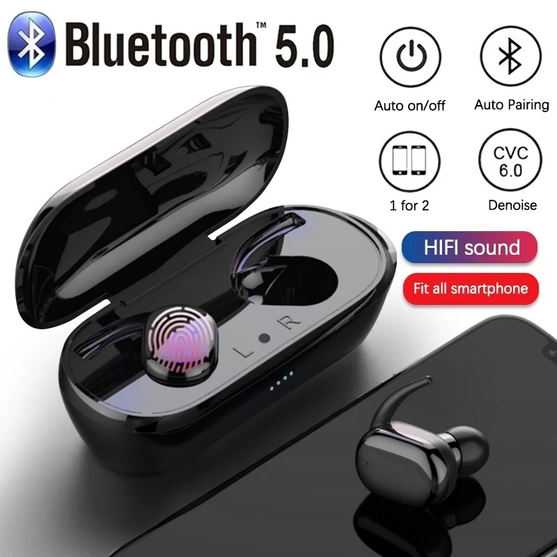 Bluetooth 5.0 HIFI Sound TWS Wireless Headphones IPX5 Waterproof Stereo Earphone Sport Bluetooth Headset Noise Cancelling Headp
Bluetooth 5.0 HIFI Sound TWS Wireless Headphones IPX5 Waterproof Stereo Earphone Sport Bluetooth Headset Noise Cancelling Headp