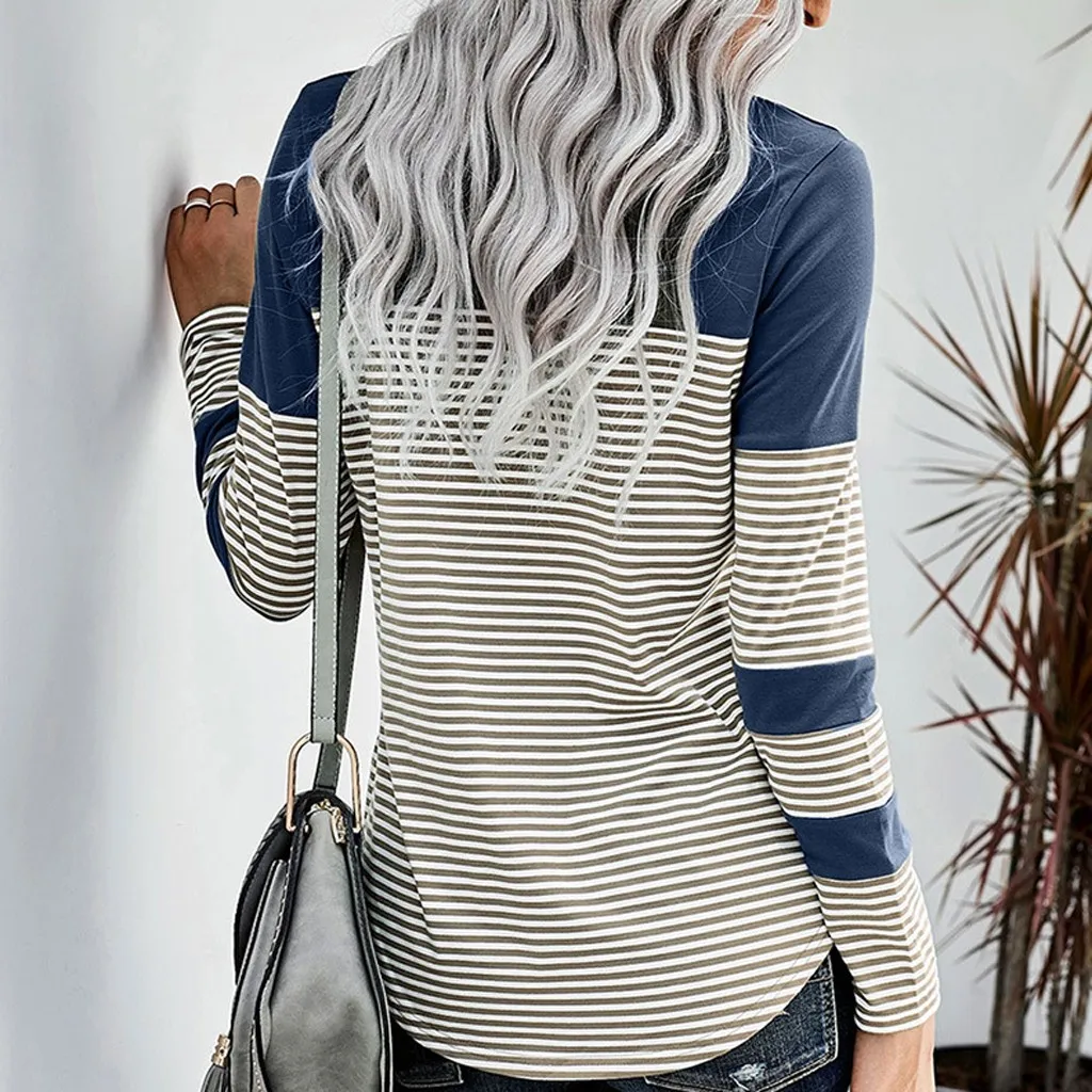 Fashion Striped Blouse Shirt Sexy O-Neck Pocket Tops Casual Autumn Winter Top Ladies Female Women Long Sleeve Blusa Pullover
Fashion Striped Blouse Shirt Sexy O-Neck Pocket Tops Casual Autumn Winter Top Ladies Female Women Long Sleeve Blusa Pullover