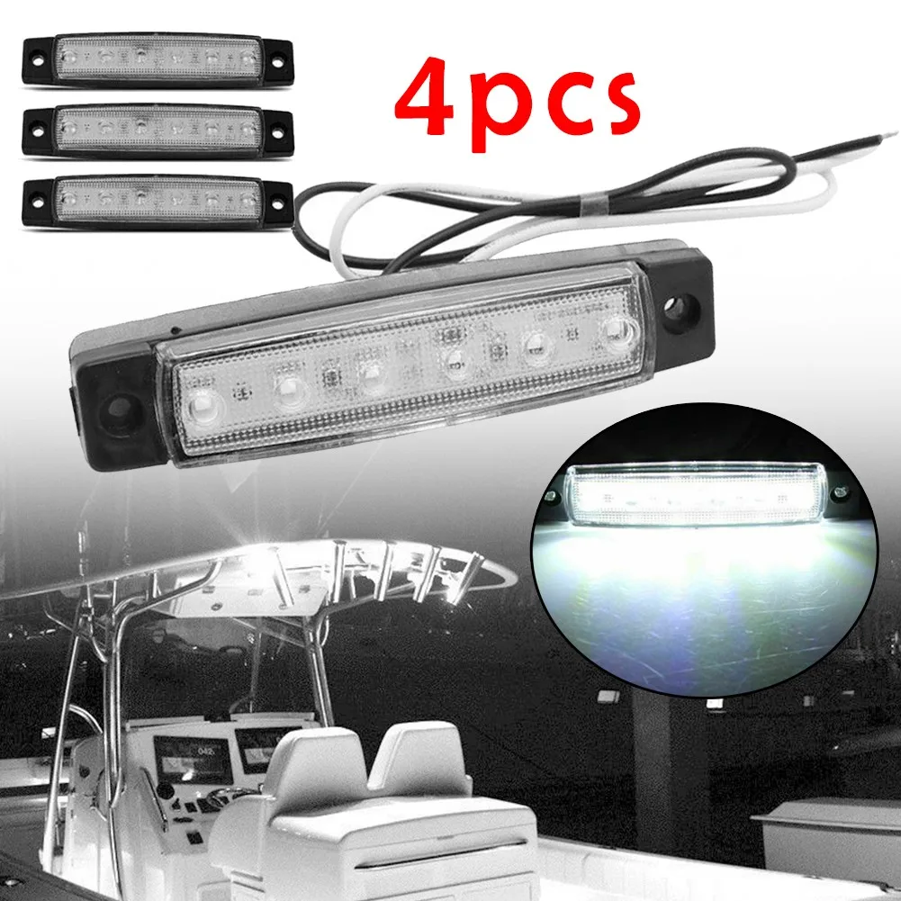 

4pcs Large Marine Grade Led Utility Strip Light 12-24V Cool White 6000K Waterproof PC Lens+ABS Housing LED Courtesy Lights