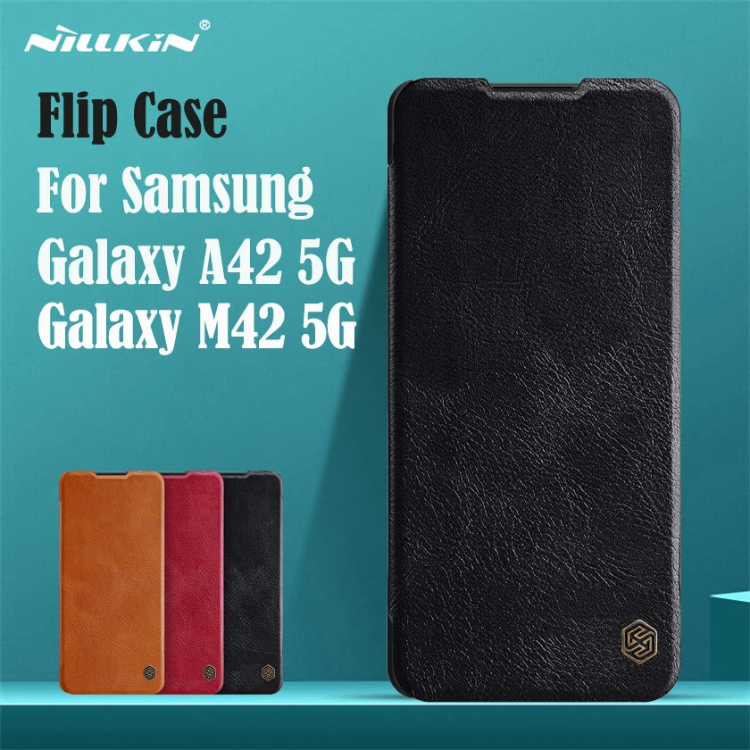 

Для Samsung Galaxy M42 5G флип чехол Nillkin Qin кожаный чехол с откидной крышкой карман для карт бумажник чехол-книжка для Samsung A42 5G чехлы для телефонов