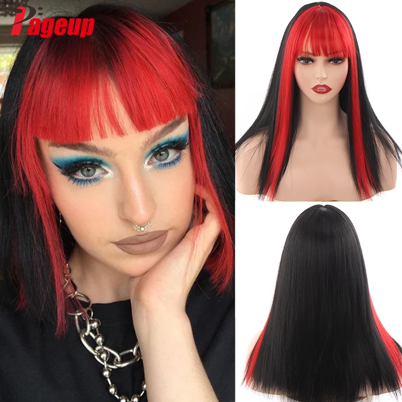 Pageup Synthetic Cosplay Lolita Long Wig With Bangs For Women Black Red Purple Straight Natural Hair For Women Heat Resistant
Pageup Synthetic Cosplay Lolita Long Wig With Bangs For Women Black Red Purple Straight Natural Hair For Women Heat Resistant