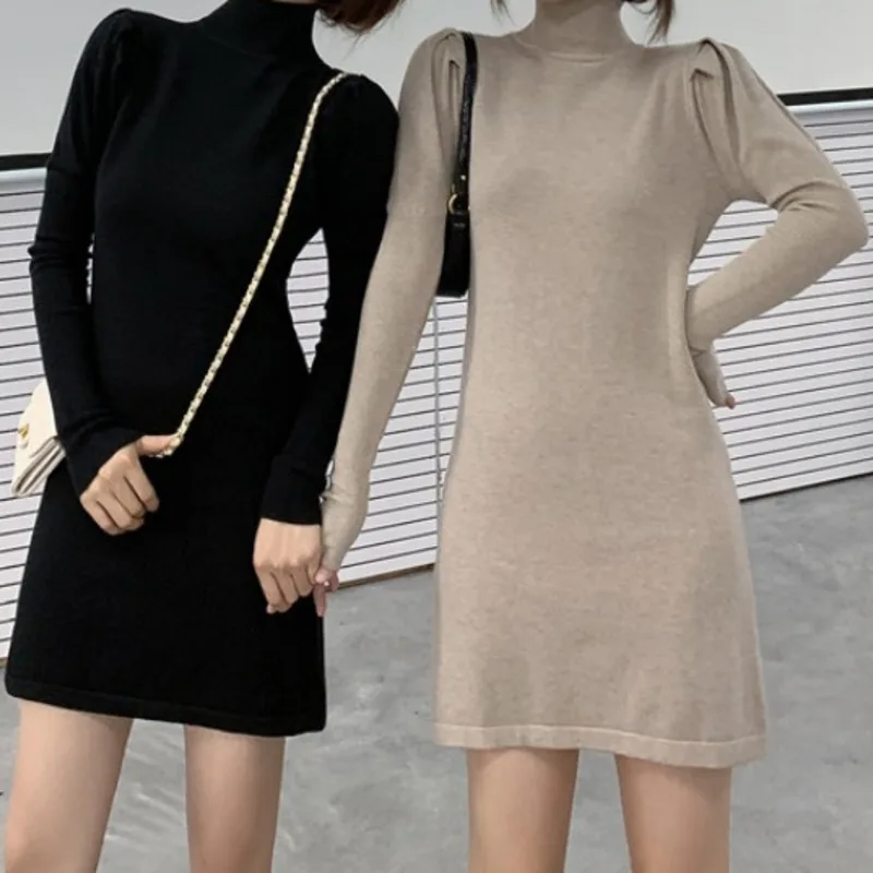 Bottom with autumn winter dress small 2021 women's high neck knitted sweater short skirt Rac
Bottom with autumn winter dress small 2021 women's high neck knitted sweater short skirt Rac