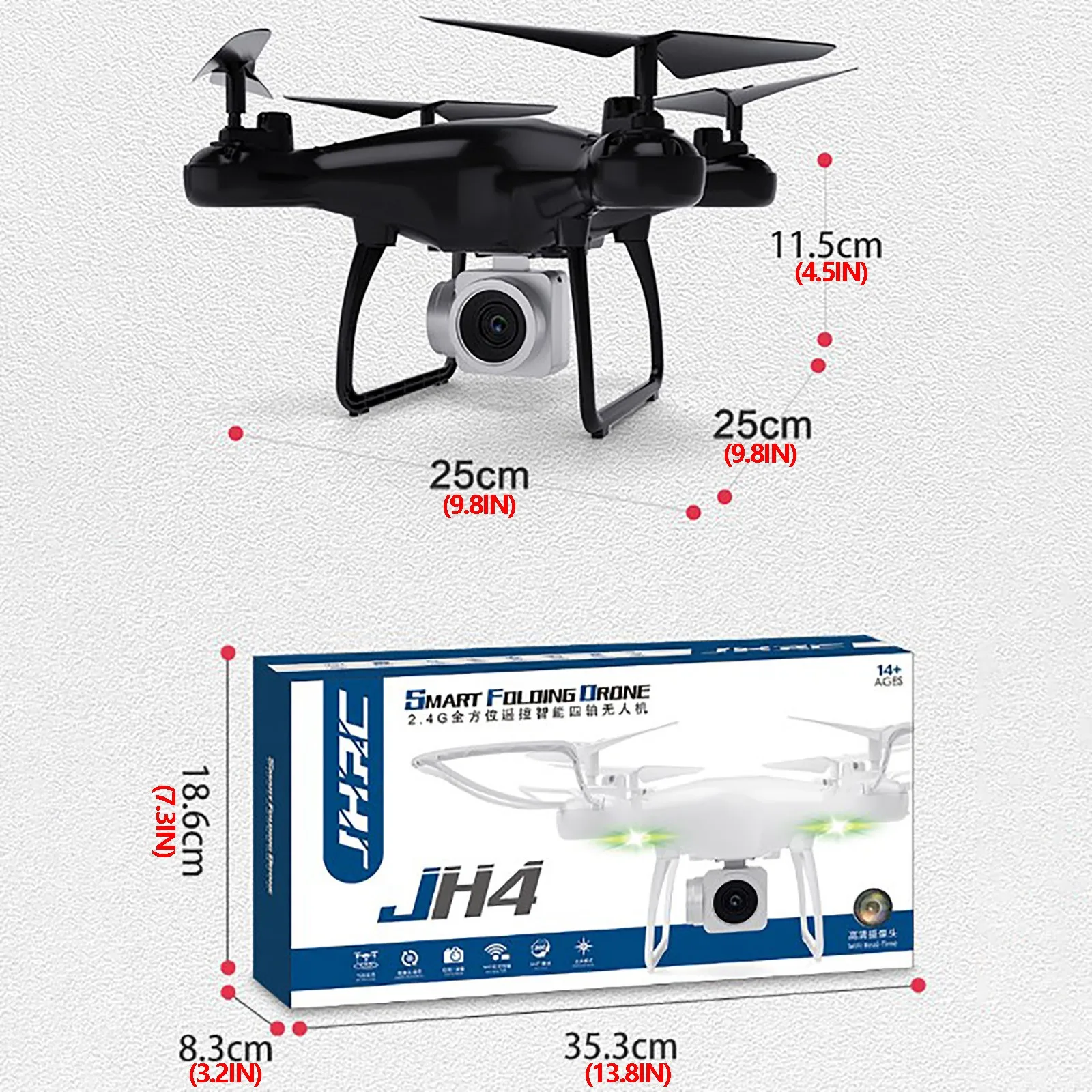 JH4 drone 4K aerial photography quadcopter intelligent remote control aiRCraft Foldable Quadcopter Drone 12-18 minutes of flight
JH4 drone 4K aerial photography quadcopter intelligent remote control aiRCraft Foldable Quadcopter Drone 12-18 minutes of flight