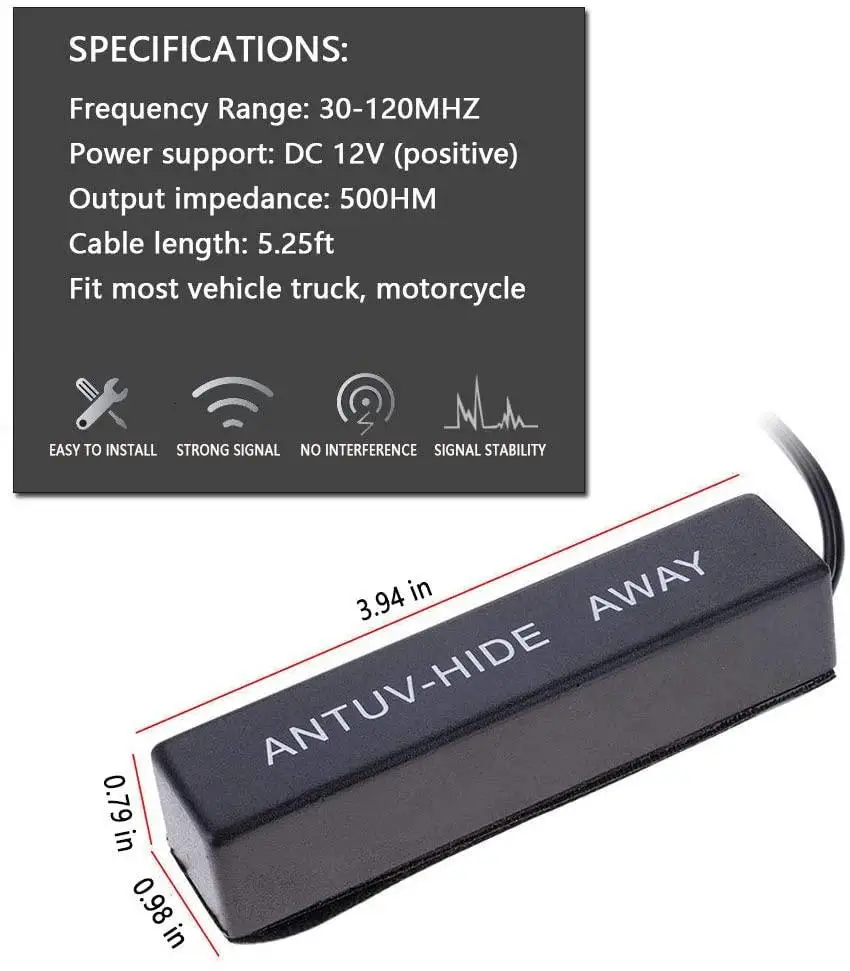 Universal Car Hidden Amplifying Antenna Car Stereo HD Radio Aerial 12v Electronic Fm/am Radio Antenna for RV/Truck/Trailer/SUV
Universal Car Hidden Amplifying Antenna Car Stereo HD Radio Aerial 12v Electronic Fm/am Radio Antenna for RV/Truck/Trailer/SUV