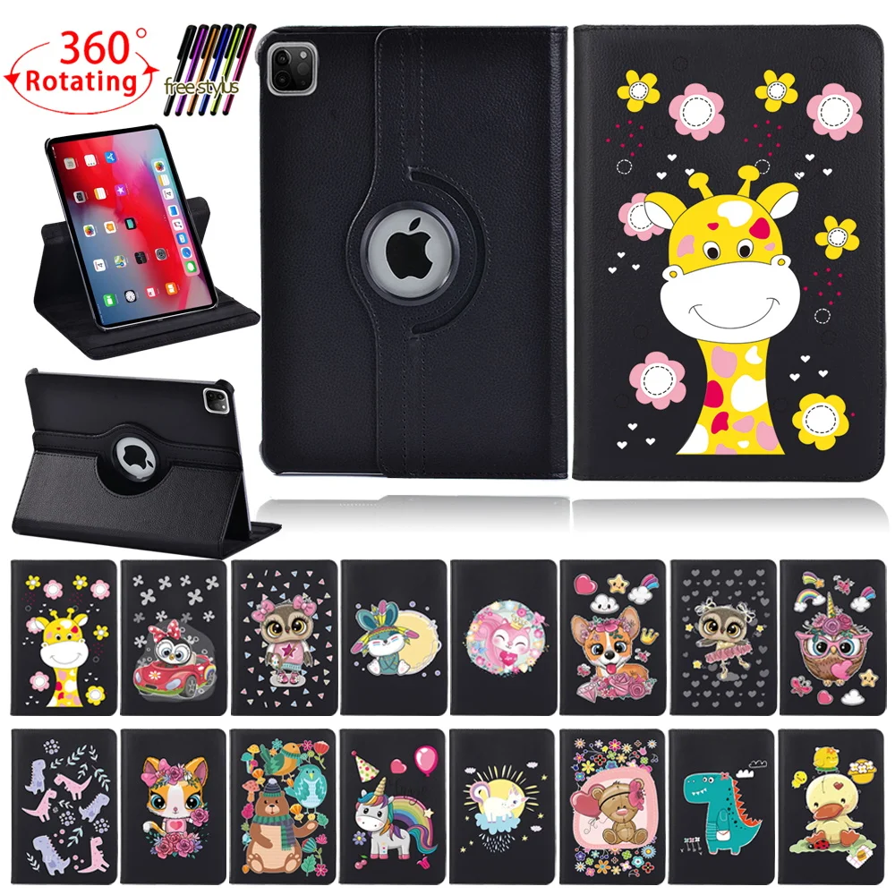 

360 Rotating Tablet Case for Apple IPad Air 1/2/Air 3rd Gen 2019/Air 4th Gen 2020 Cartoon Pattern Series Cover Case+ Free Stylus