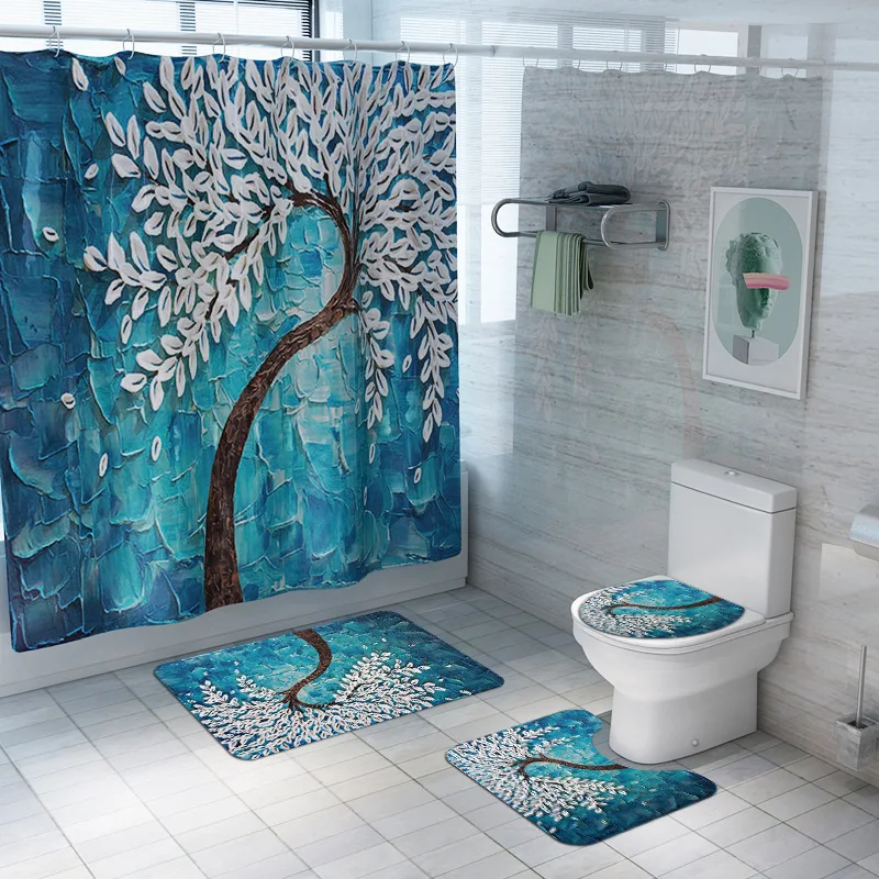 Carved Tree Printed Shower Curtain Set Waterproof Polyester Curtain Non-slip Absorbent Bath Mat Toliet Cover Bathroom Home Decor
Carved Tree Printed Shower Curtain Set Waterproof Polyester Curtain Non-slip Absorbent Bath Mat Toliet Cover Bathroom Home Decor