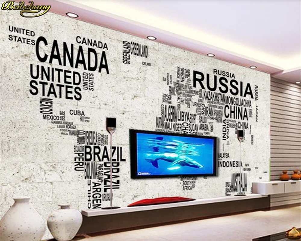 beibehang 3d wallpaper mural Retro cement world map living room tv background wall Home Decoration papers home decor - купить по