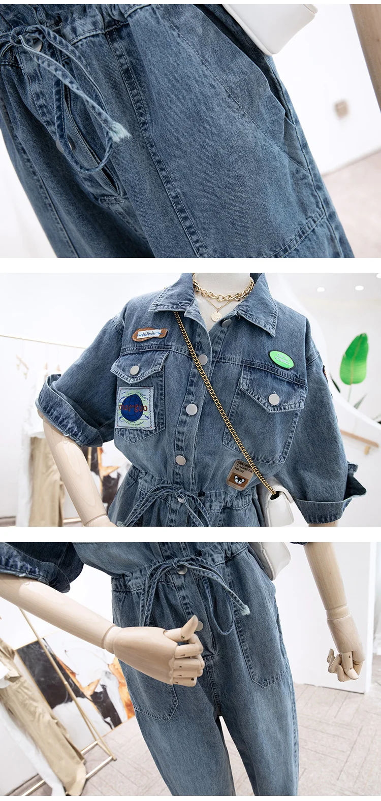 Drawstring Waist Jumpsuit Trousers for Women 2021 Summer New Patch Letter Slim Denim Jumpsuit Ladies Casual Jeans
Drawstring Waist Jumpsuit Trousers for Women 2021 Summer New Patch Letter Slim Denim Jumpsuit Ladies Casual Jeans