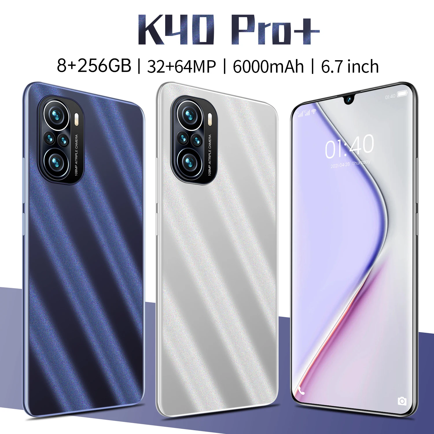 Global Version K40 Pro+ 8 256GB 5G LTE Cellphones 6.7Inch HD 32MP+64MP Rear Camera Cheap Face Fingerprint ID Unlocked Smartphone
Global Version K40 Pro+ 8 256GB 5G LTE Cellphones 6.7Inch HD 32MP+64MP Rear Camera Cheap Face Fingerprint ID Unlocked Smartphone