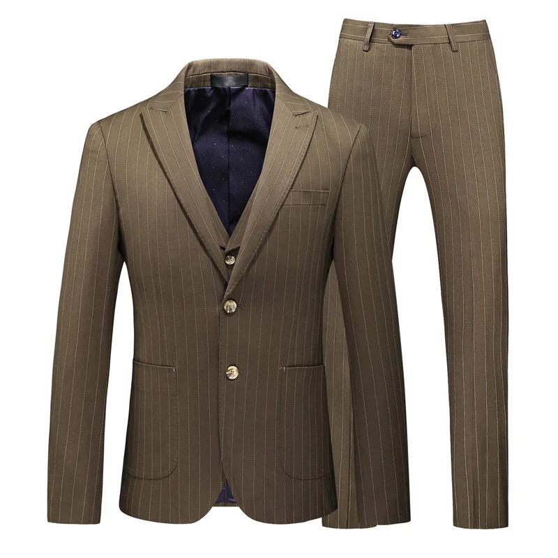 Men's striped business suit three piece suit 2021 spring young men's casual suit
Men's striped business suit three piece suit 2021 spring young men's casual suit