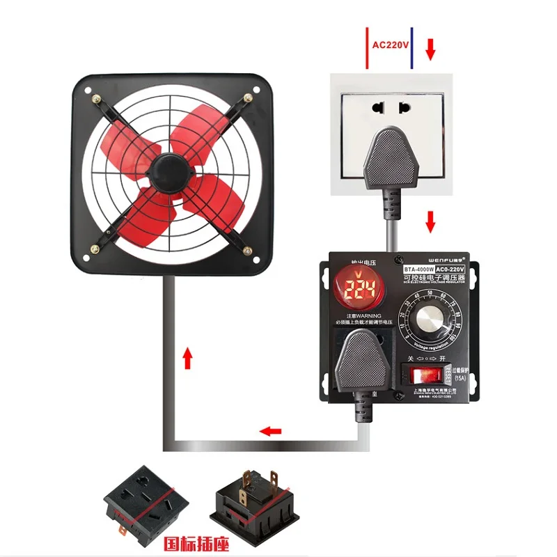220V 4000W Variable Voltage Controller For Fan Speed Motor Control Dimmer Speed Temperature Voltage Adjustment
220V 4000W Variable Voltage Controller For Fan Speed Motor Control Dimmer Speed Temperature Voltage Adjustment