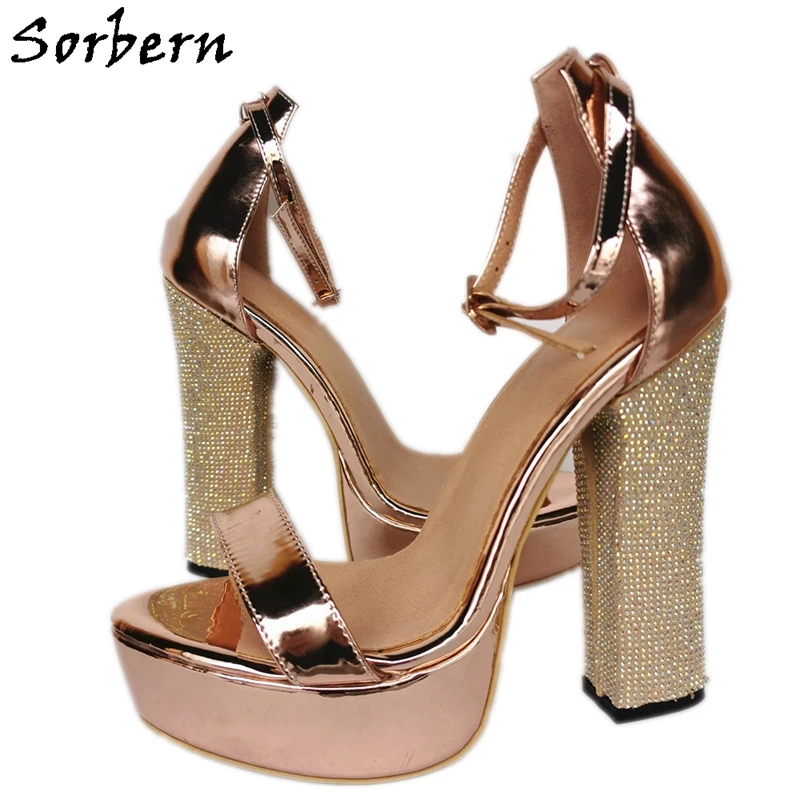Sorbern Rose Gold Crystals Sandals Women Block High Heel Ankle Straps Summer Shoes For Ladies Chunky High Heel Casual Heels 2020
Sorbern Rose Gold Crystals Sandals Women Block High Heel Ankle Straps Summer Shoes For Ladies Chunky High Heel Casual Heels 2020