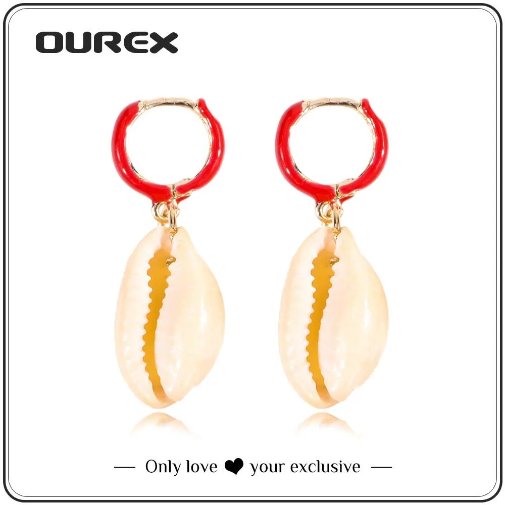 OUREX Natural Shell Cowrie Earrings Beach Seashell Drop Earrings Girls Red Yellow Color Statement Earring Fashion Accessories
OUREX Natural Shell Cowrie Earrings Beach Seashell Drop Earrings Girls Red Yellow Color Statement Earring Fashion Accessories
