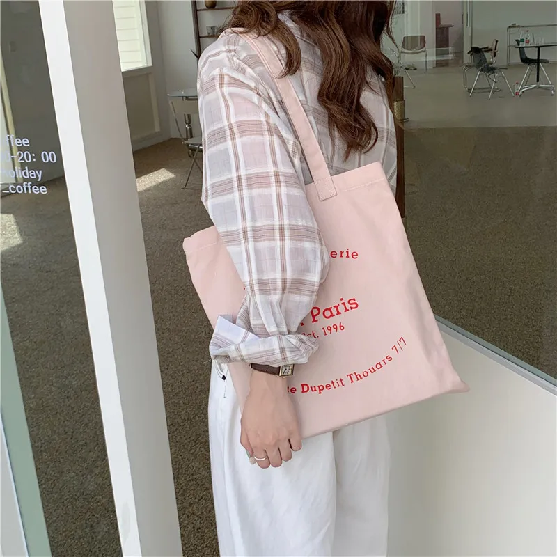 Women Canvas Shopping Bag Paris Letters Print Shoulder Bag Eco Cotton Linen Shopper Bags Cloth Fabric Handbag Tote For Girls
Women Canvas Shopping Bag Paris Letters Print Shoulder Bag Eco Cotton Linen Shopper Bags Cloth Fabric Handbag Tote For Girls