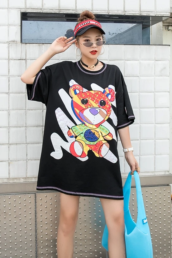 European station heavy industry beaded sequins cartoon print short-sleeved t-shirt women's mid-length style fried street
European station heavy industry beaded sequins cartoon print short-sleeved t-shirt women's mid-length style fried street
