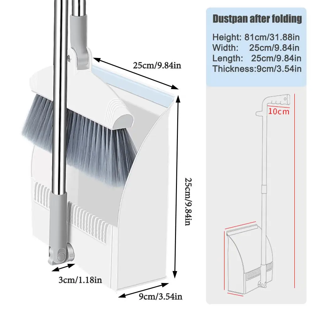 Folding Standing Broom And Dustpan Set With Stainless Steel Plastic Handle 180 Degree Rotating Broom Head For Household Cleaning
Folding Standing Broom And Dustpan Set With Stainless Steel Plastic Handle 180 Degree Rotating Broom Head For Household Cleaning