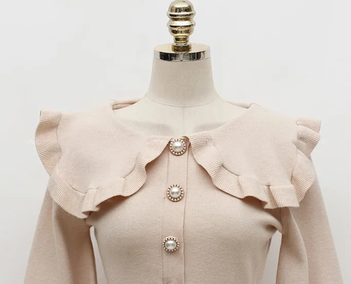 2020 New Autumn Women's Elegant Fashion Sweet Ruffles Lantern Sleeve High Waist Ladies Knitted Sweater Dress Vestidos
2020 New Autumn Women's Elegant Fashion Sweet Ruffles Lantern Sleeve High Waist Ladies Knitted Sweater Dress Vestidos