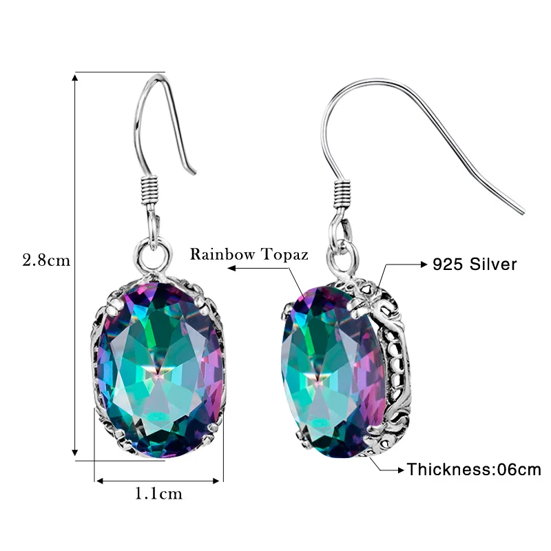 Silver Chakra New Sterling Silver 925 Earrings For Women New Trendy Rainbow Topaz Oval Gemstone Mystic Gothic Jewelry Party Gift
Silver Chakra New Sterling Silver 925 Earrings For Women New Trendy Rainbow Topaz Oval Gemstone Mystic Gothic Jewelry Party Gift