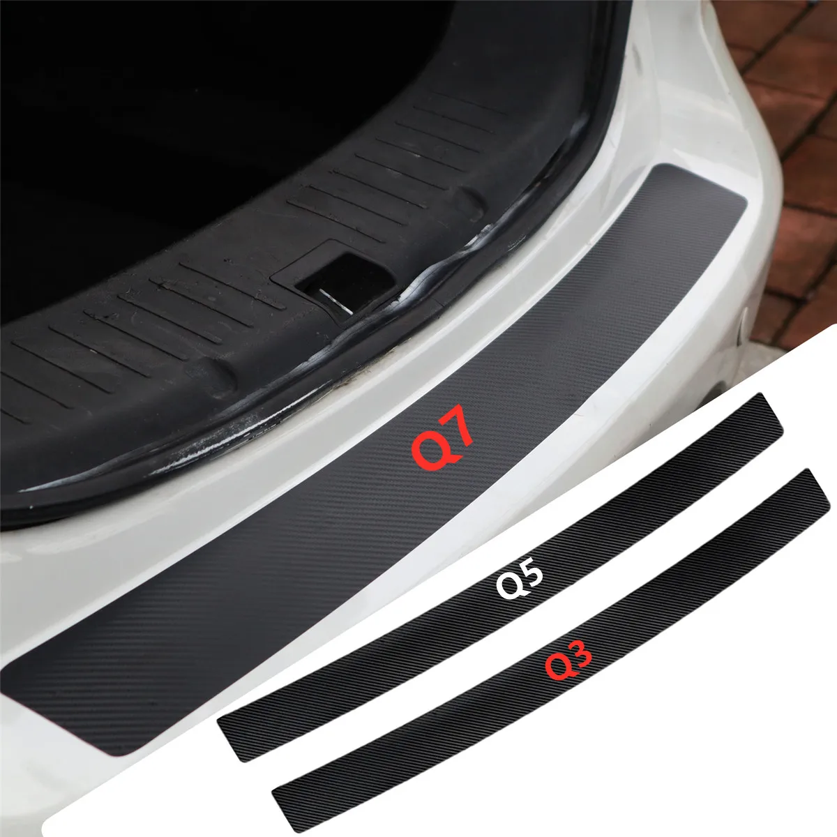 

For Audi A4 A3 Q5 A6 Q7 Q8 Q6 A1 A2 A5 A7 A8 Q4 Q3 Q2 Q1 Car Carbon Fiber Bumper Trunk Load Edge Protective Decor Stickers