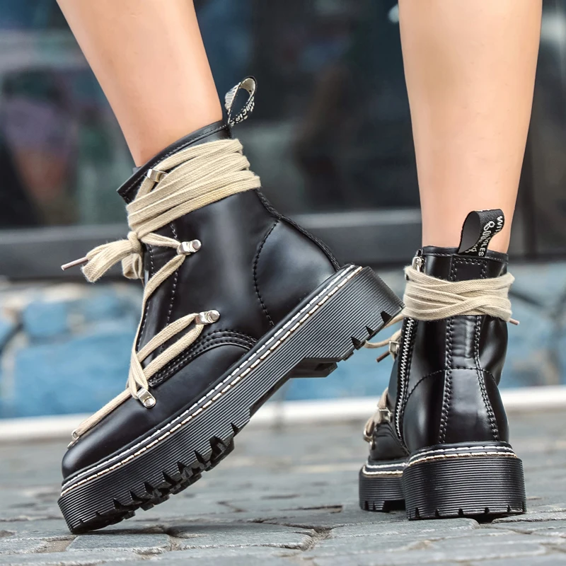 2021 Genuine Leather Women Boots platform Lace-up Motorcycle Ankle Boots Female Winter Shoes Woman Punk Booties Botas Mujer
2021 Genuine Leather Women Boots platform Lace-up Motorcycle Ankle Boots Female Winter Shoes Woman Punk Booties Botas Mujer