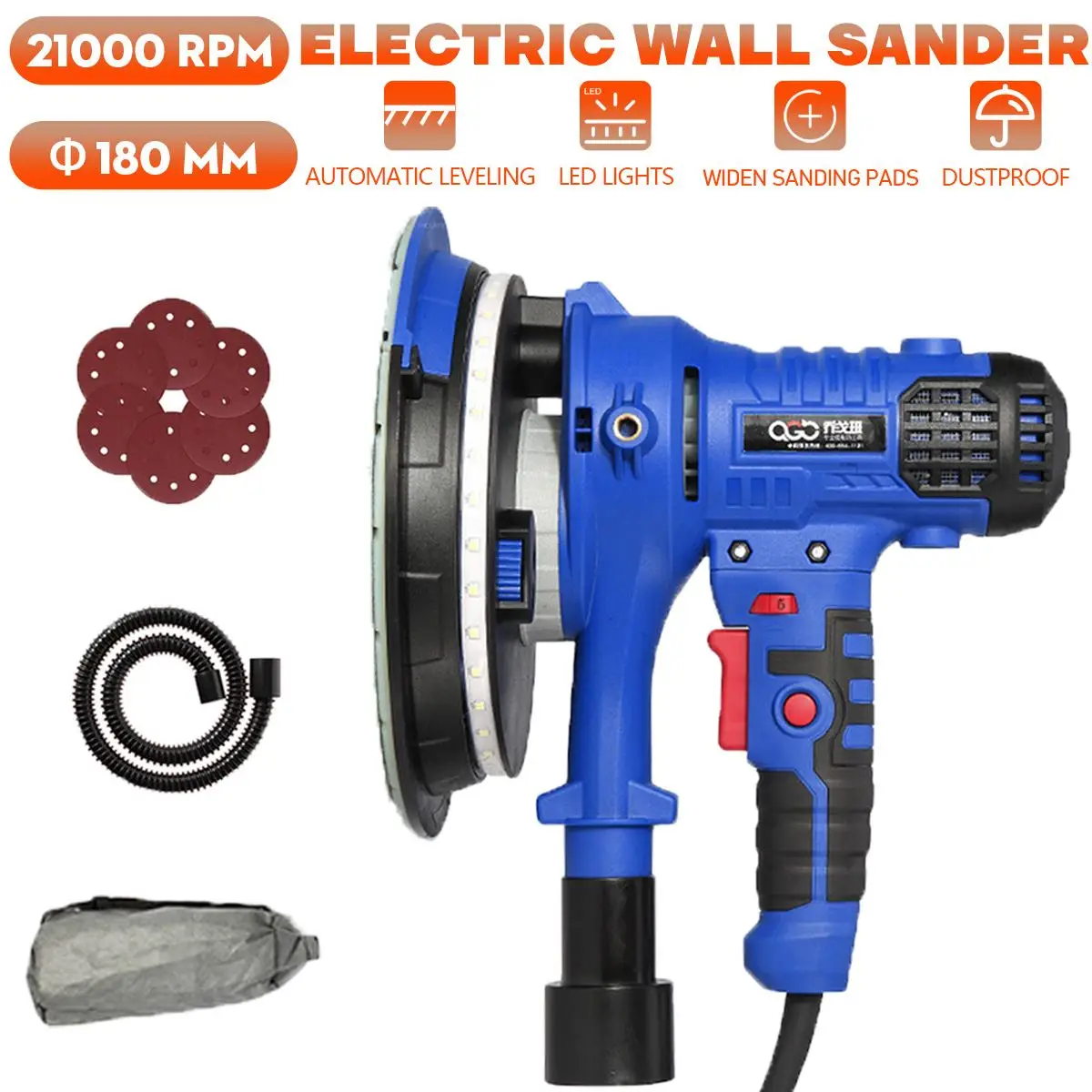 180mm Drywall Sander 1000W Electric Wall Sander Polishing Machine Grinding Machine With Portable LED Light 6pcs Sand Belt
180mm Drywall Sander 1000W Electric Wall Sander Polishing Machine Grinding Machine With Portable LED Light 6pcs Sand Belt