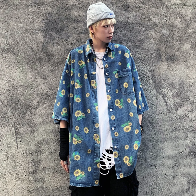 New Summer Shirt Women Streetwear Denim Shirt Vintage Loose Short Sleeve Blouse Harajuku Daisy Print Shirt Fashion Man Shirt
New Summer Shirt Women Streetwear Denim Shirt Vintage Loose Short Sleeve Blouse Harajuku Daisy Print Shirt Fashion Man Shirt