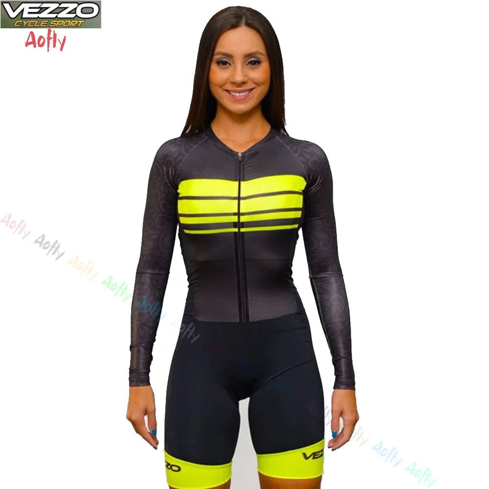

Vezzo Monkey Brazil Female Cycling Overalls Women's 20d Long Cycling Jumpsuit Summer Mountain Bike Clothing Anti-UV Triathlon P