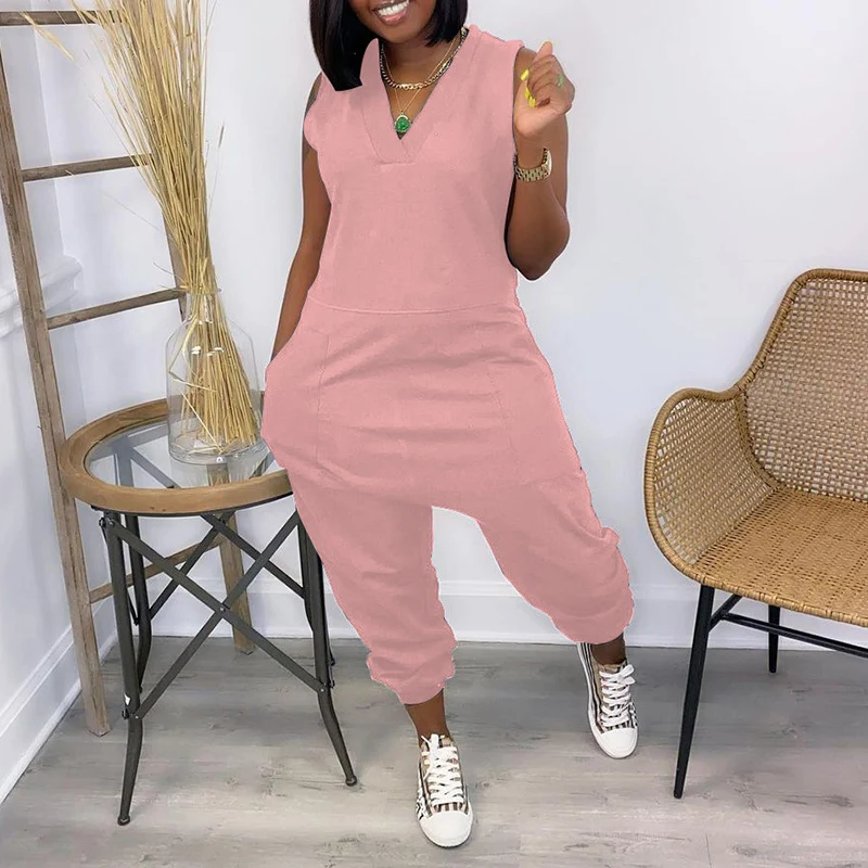 SISPELL Pure Color Jumpsuits For Female V Neck Sleevless High Waist Loose Large Size Women's Casual Jumpsuits Fashion Tide 2021
SISPELL Pure Color Jumpsuits For Female V Neck Sleevless High Waist Loose Large Size Women's Casual Jumpsuits Fashion Tide 2021